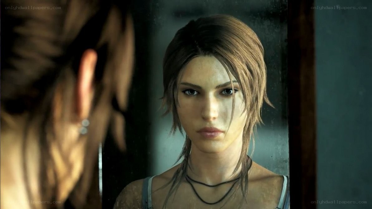 Lara Croft in a mirror