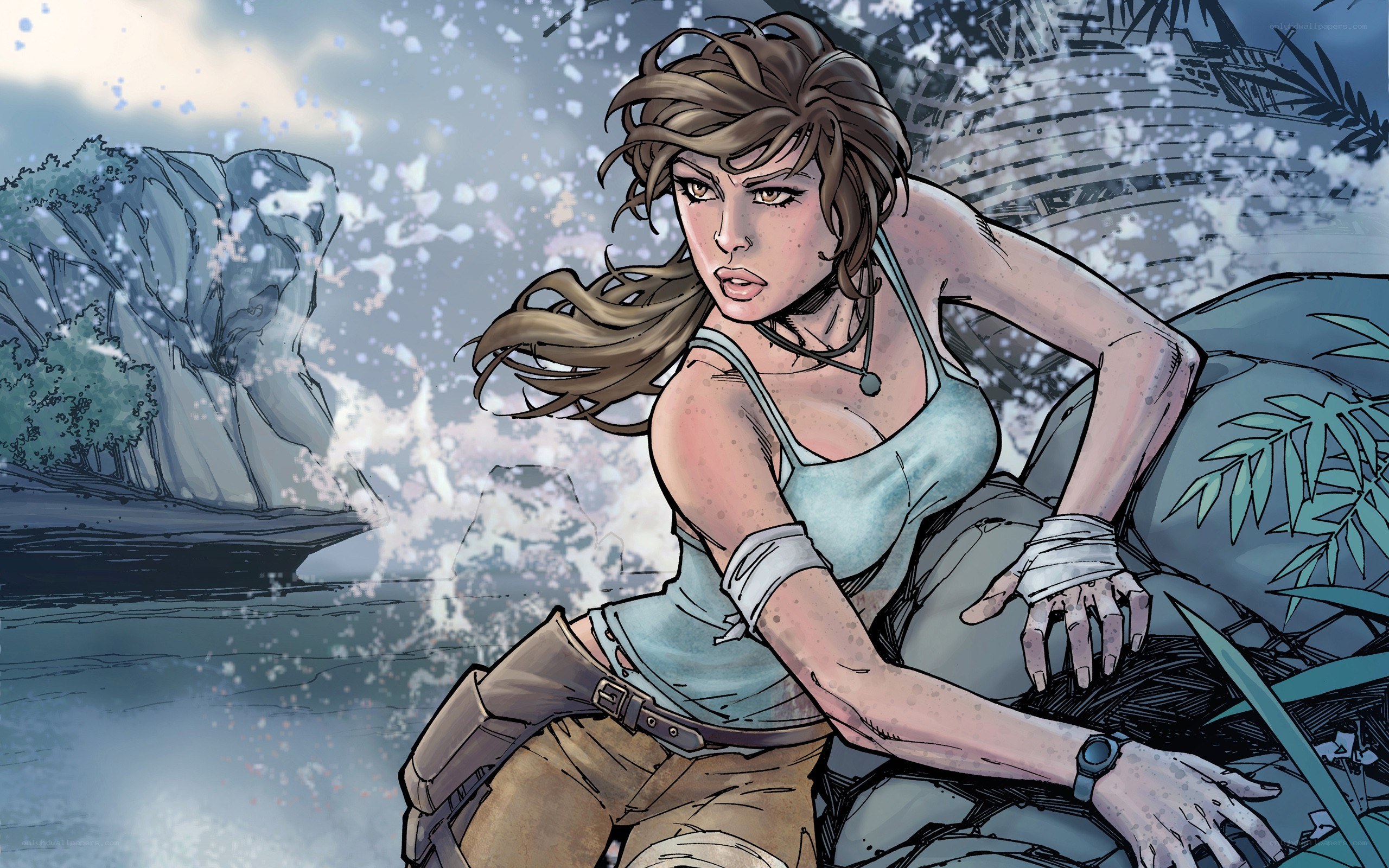 Lara Croft in a storm