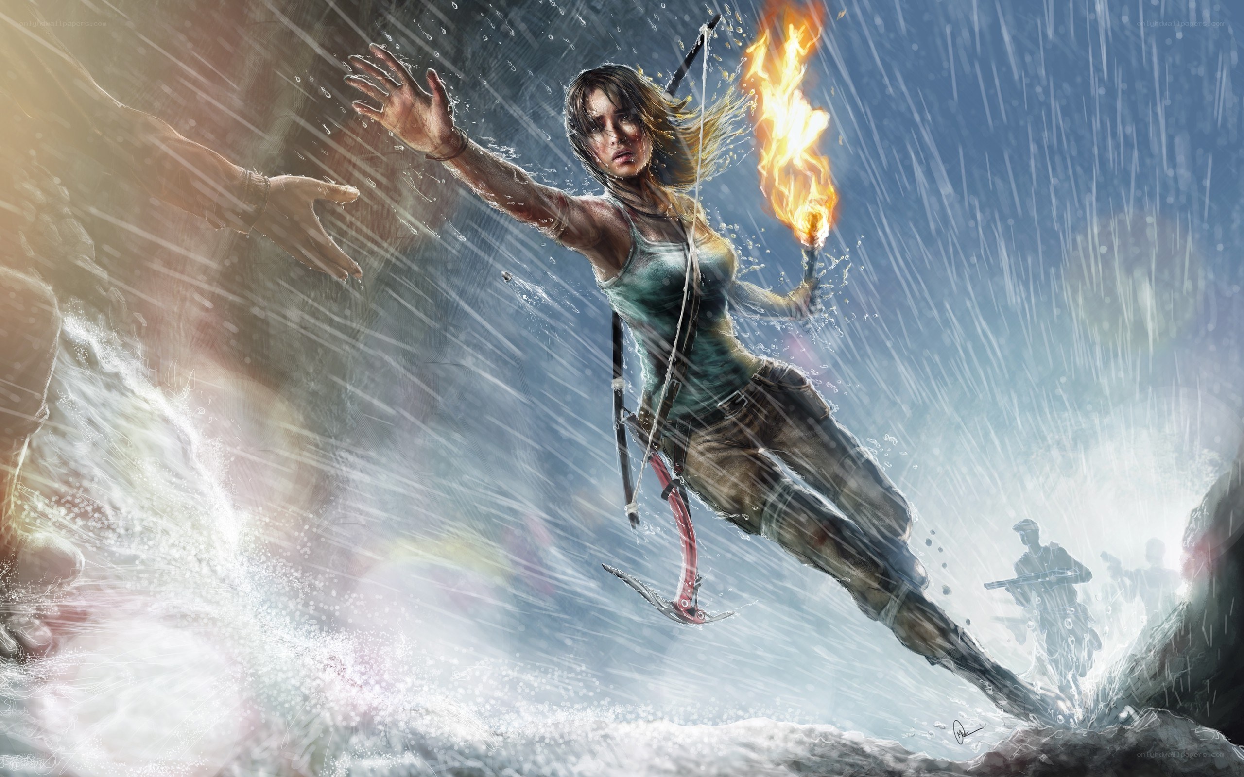 Lara Croft in a storm