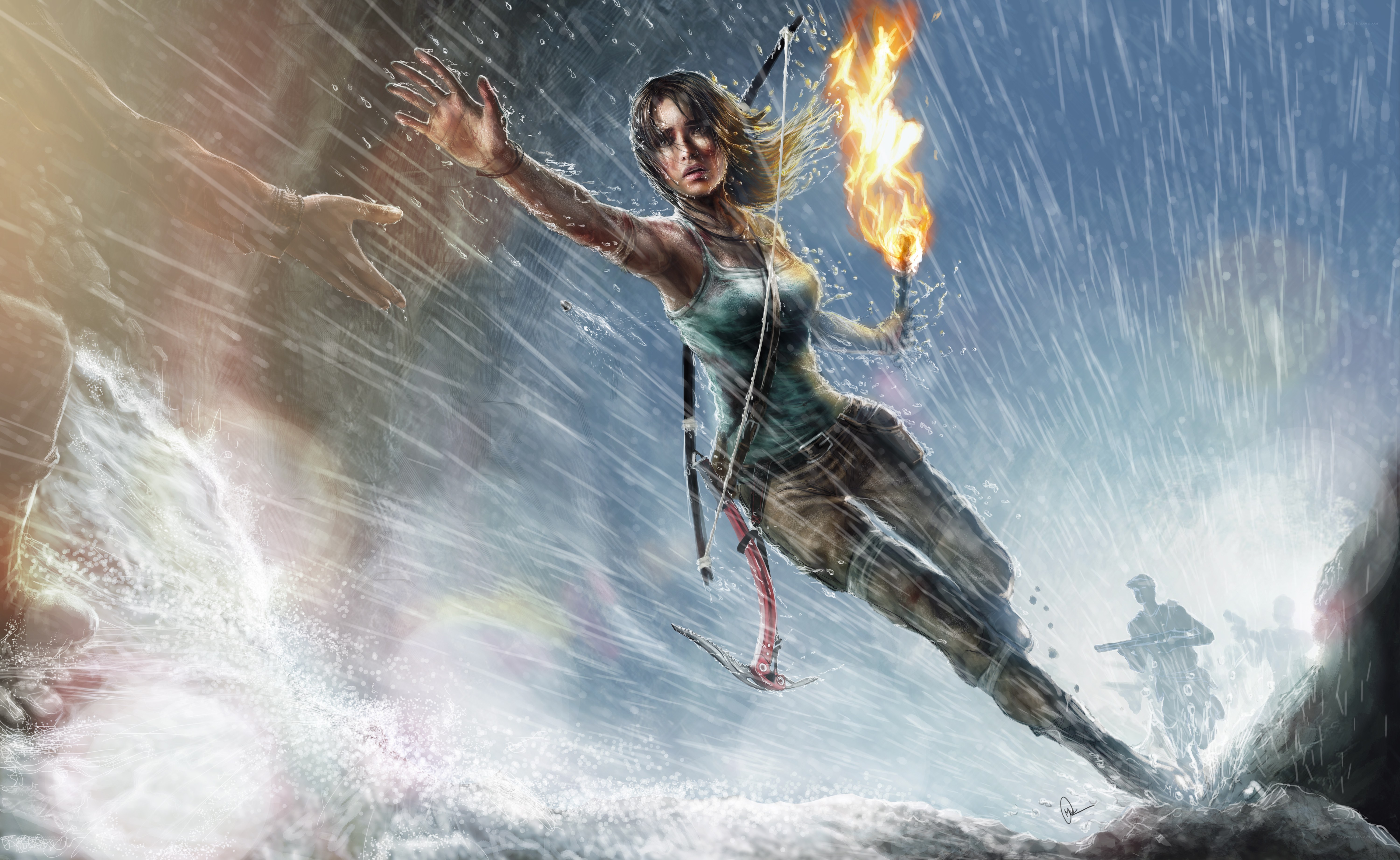 Lara Croft in a storm