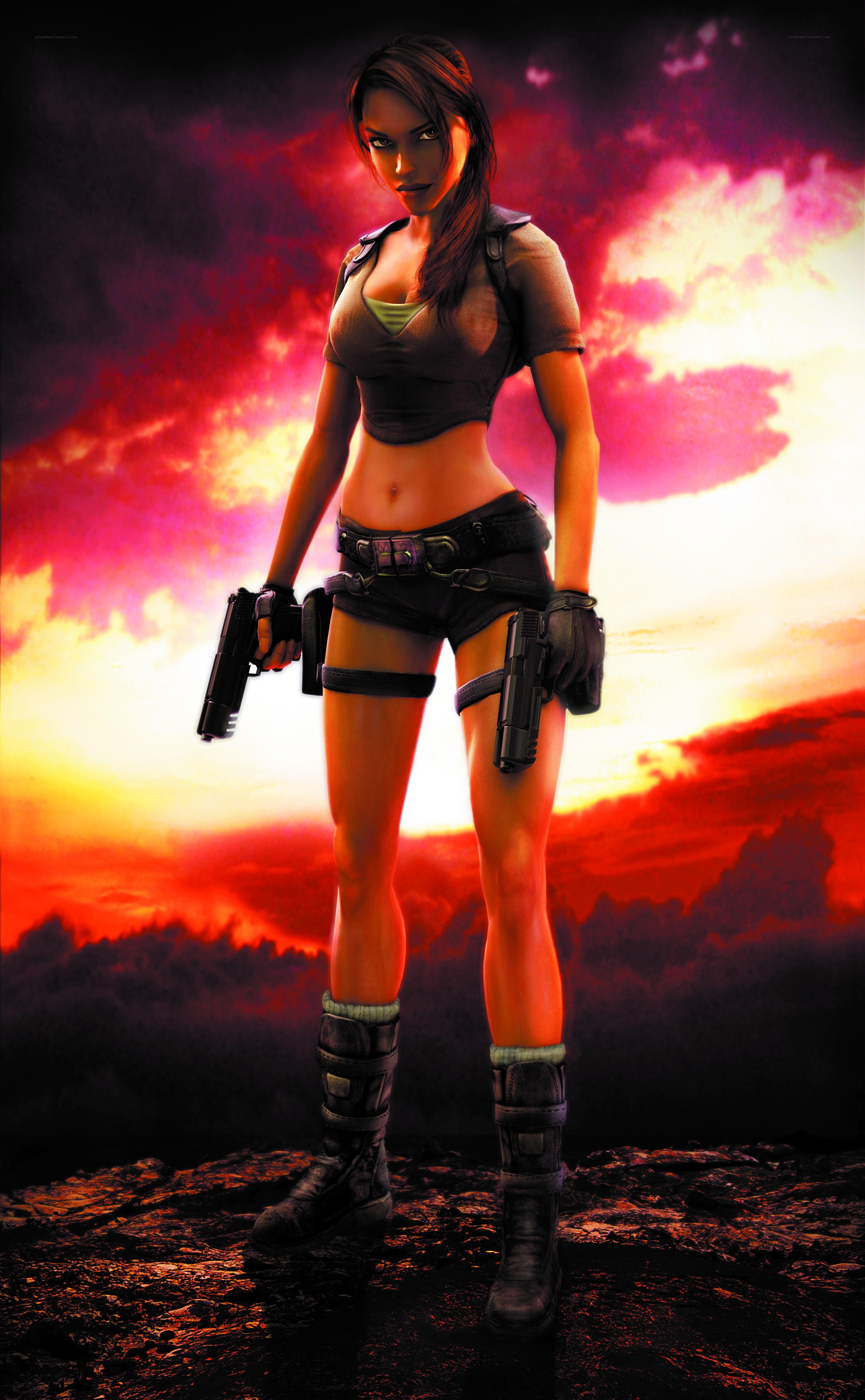Lara Croft in action pose