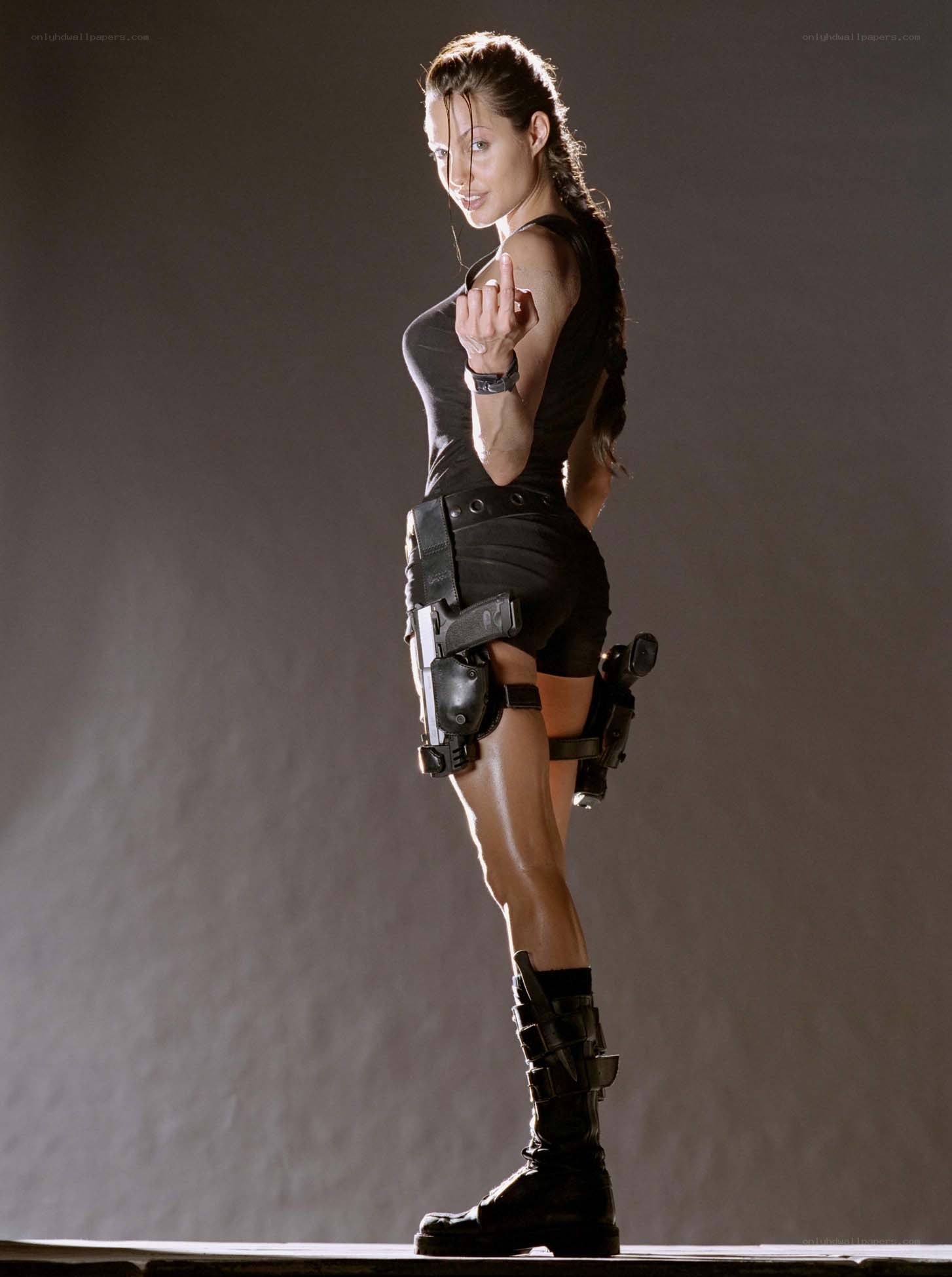 Lara Croft in action pose