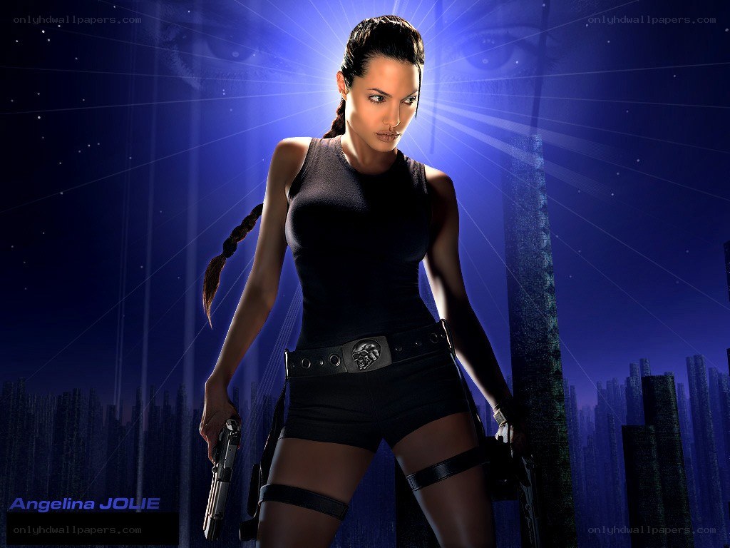 Lara Croft in action pose