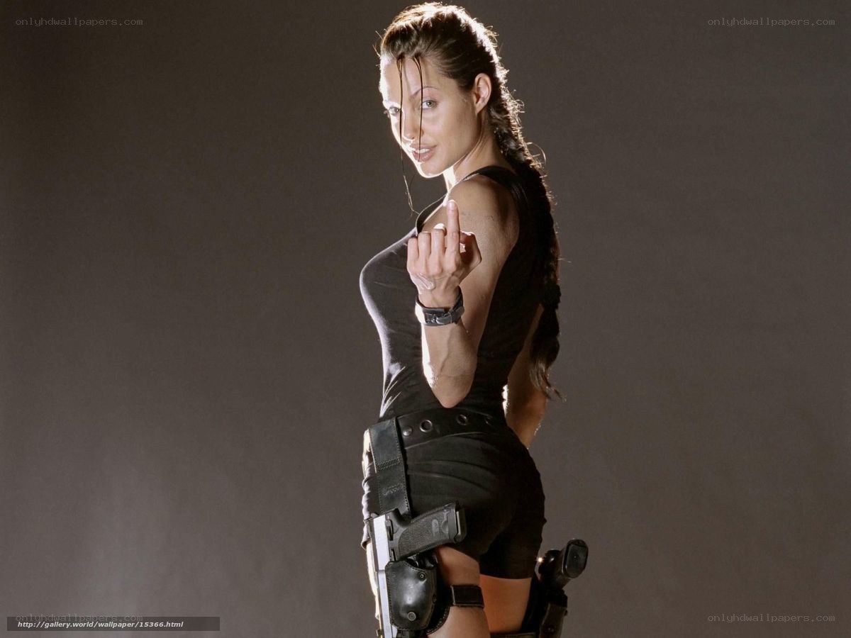 Lara Croft in action pose