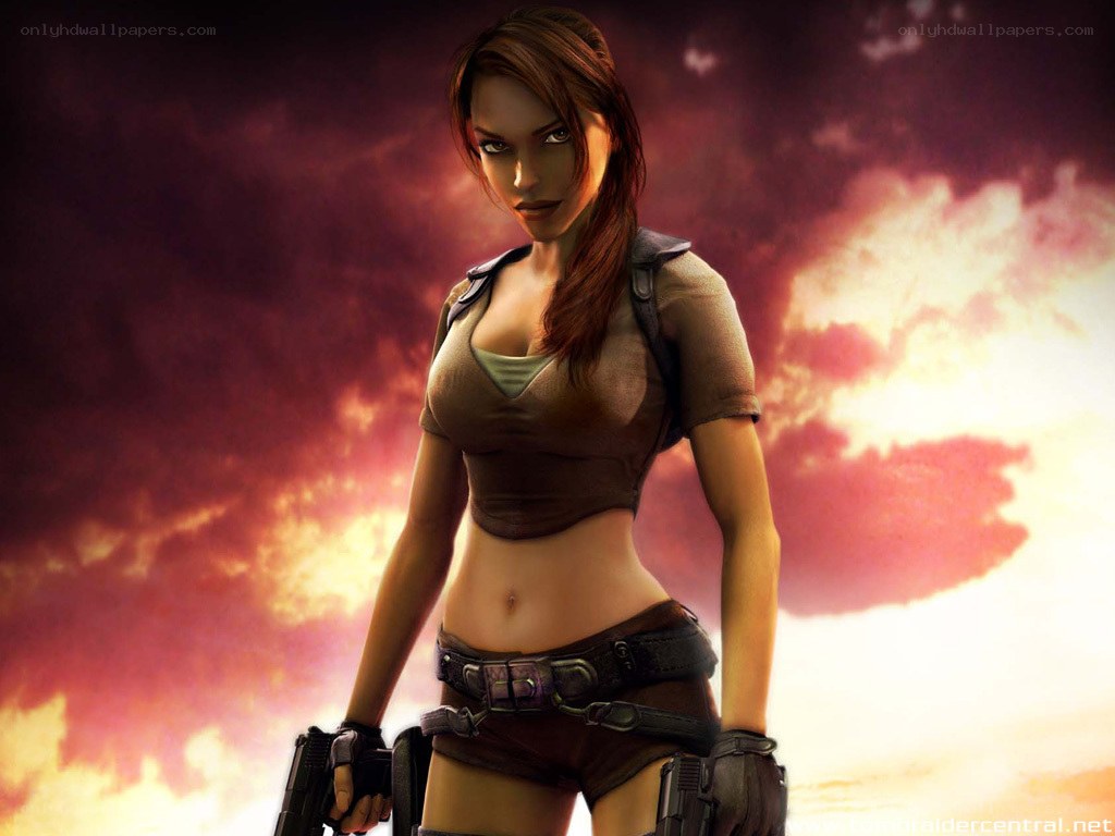 Lara Croft in action pose