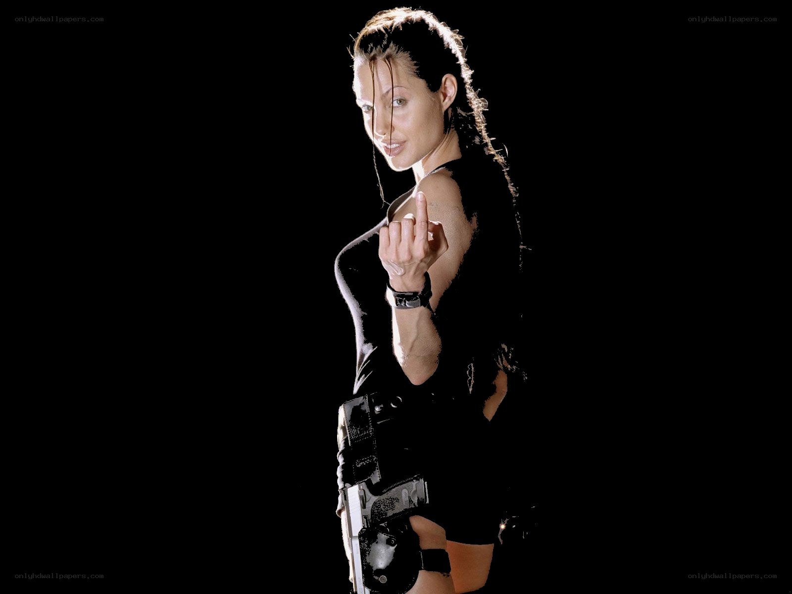 Lara Croft in action pose