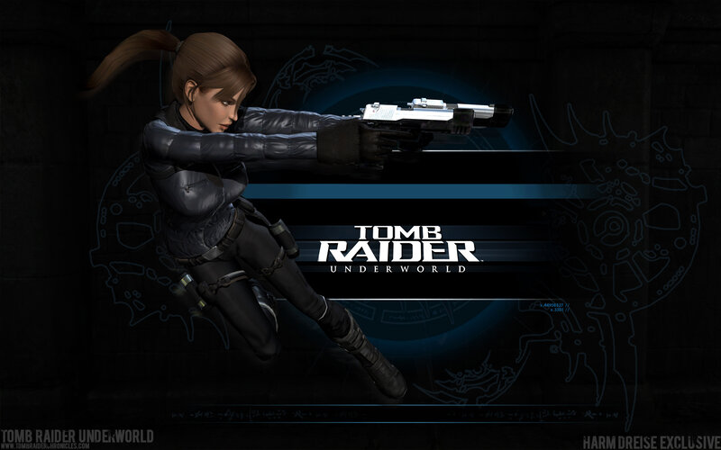 Lara Croft in action pose