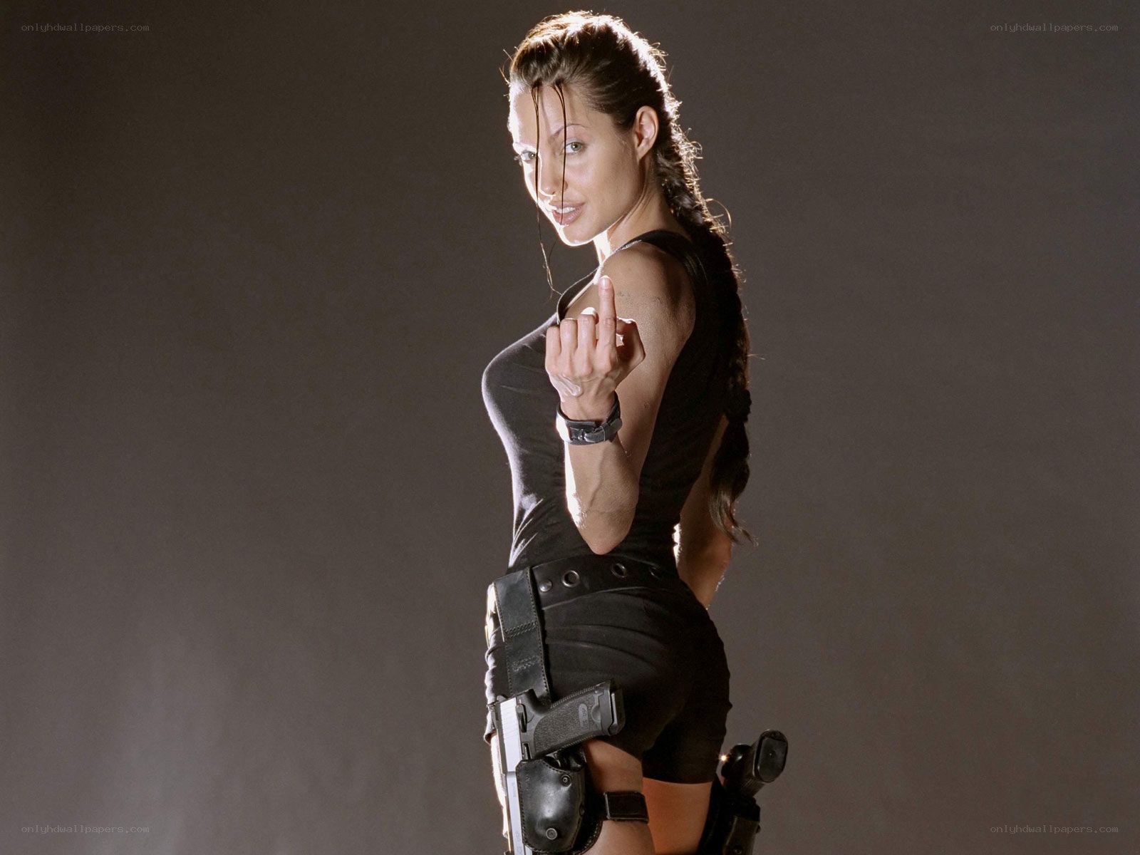 Lara Croft in action pose