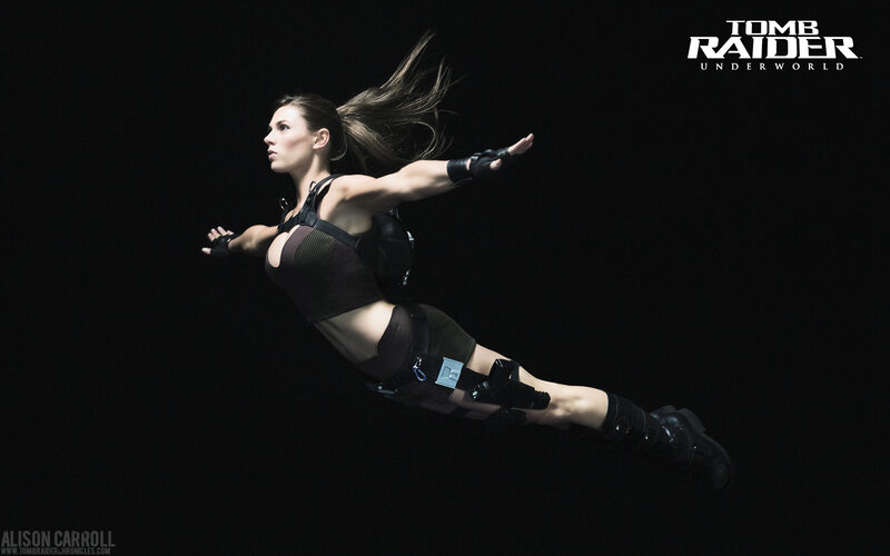Lara Croft in action pose
