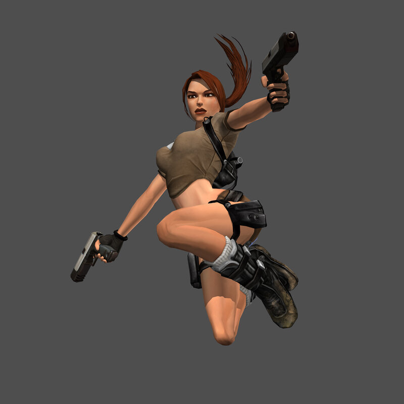 Lara Croft in action pose