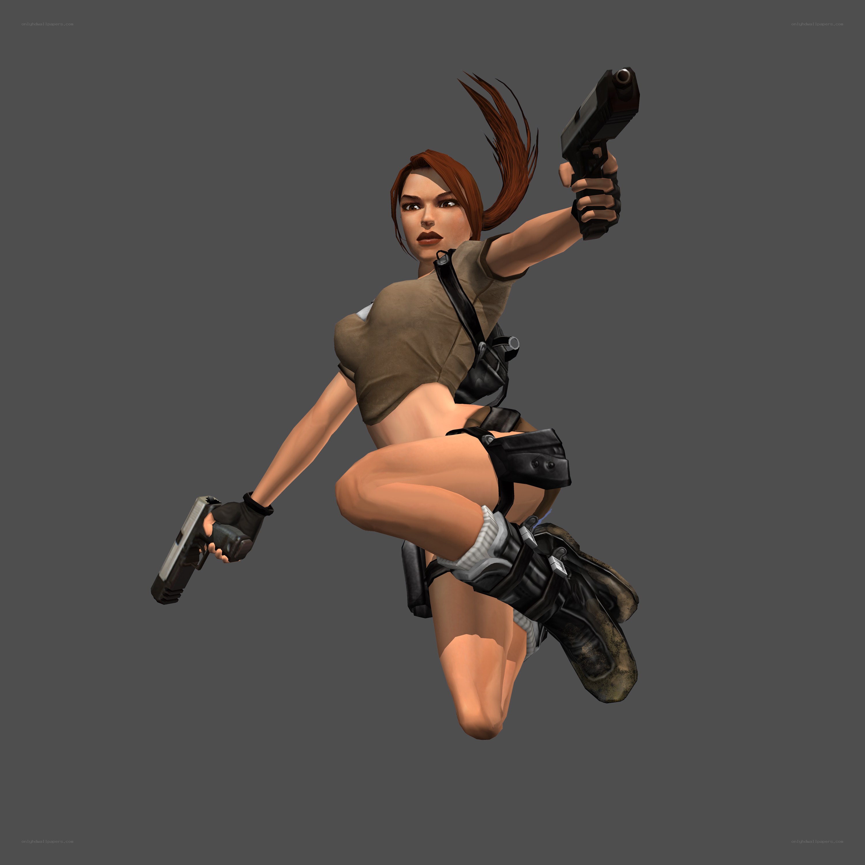 Lara Croft in action pose