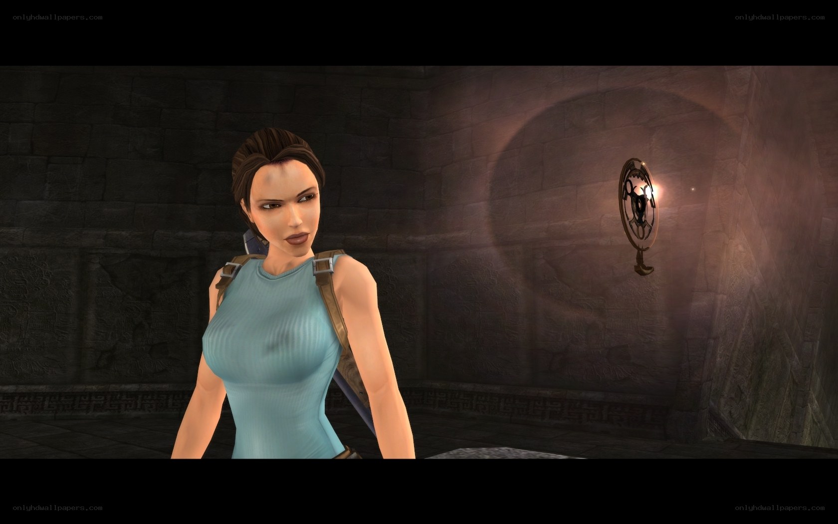 Lara Croft in ancient chamber
