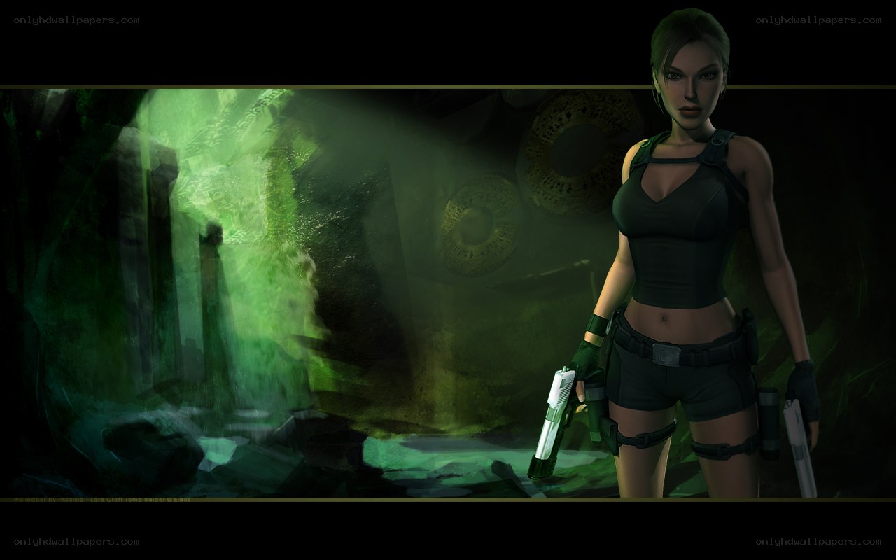 Lara Croft in ancient ruin
