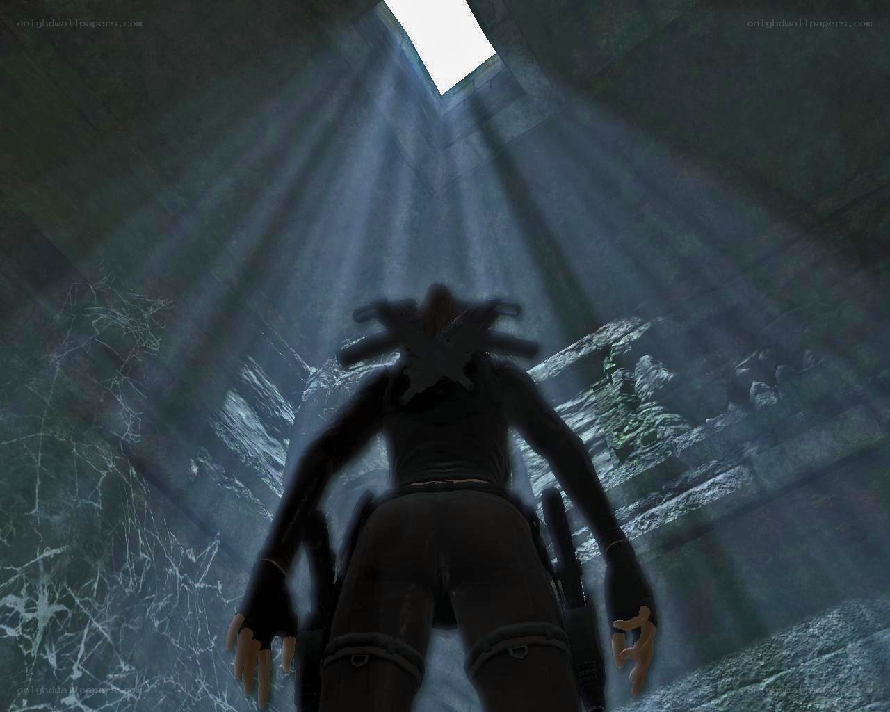 Lara Croft in ancient ruin