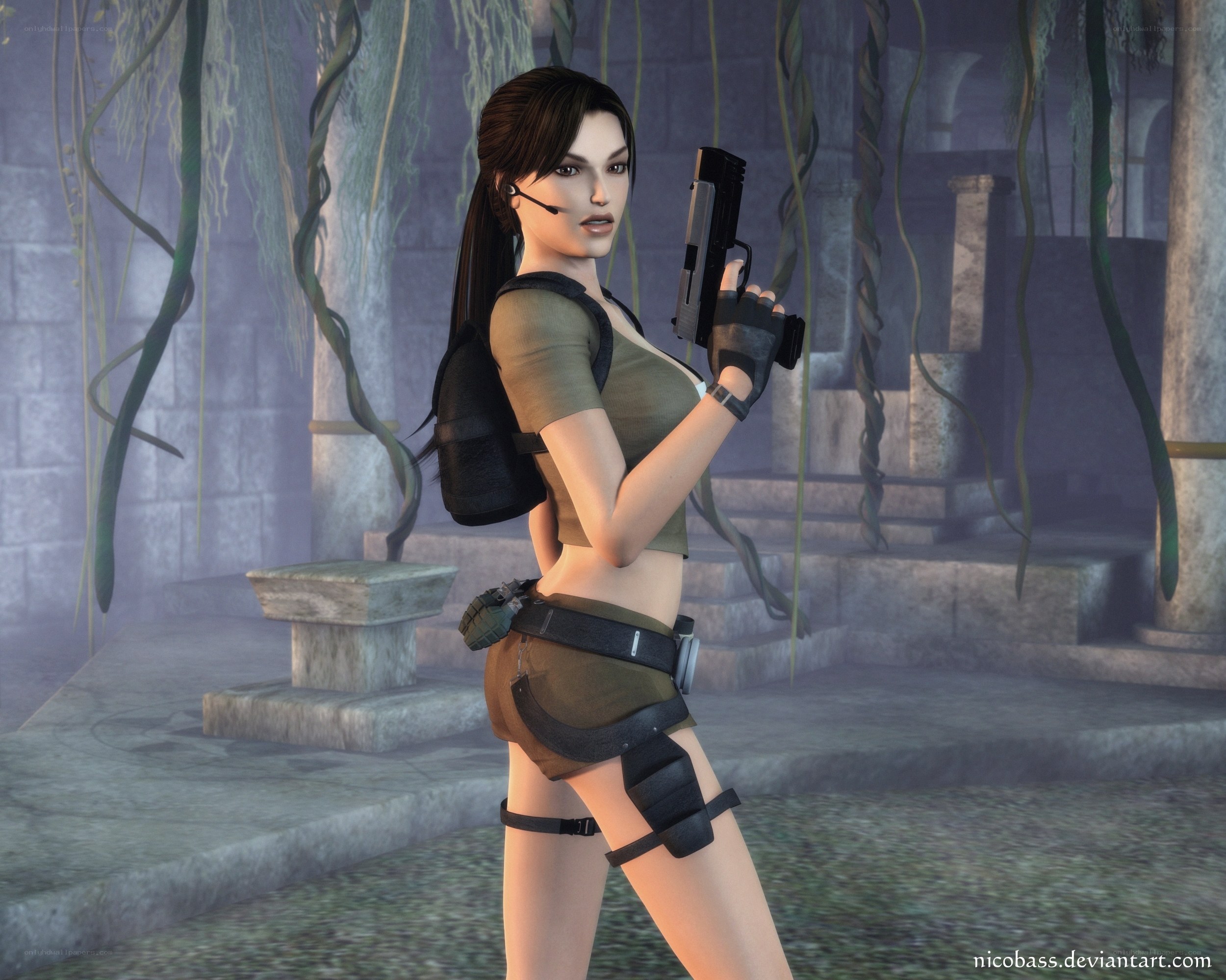 Lara Croft in ancient ruins
