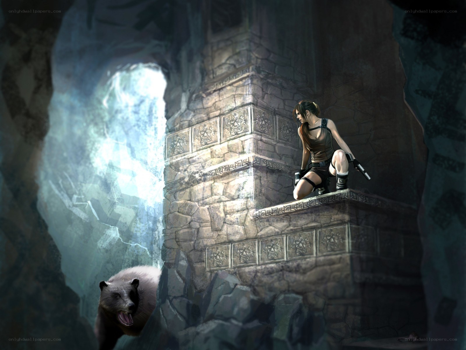 Lara Croft in ancient ruins
