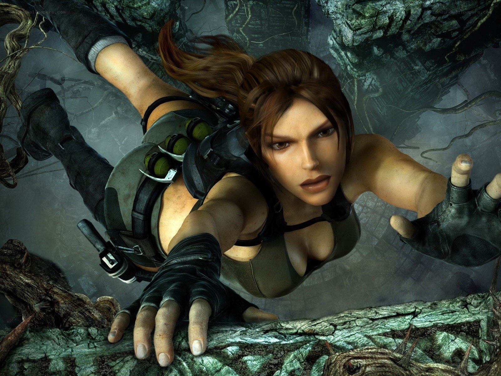 Lara Croft in ancient ruins