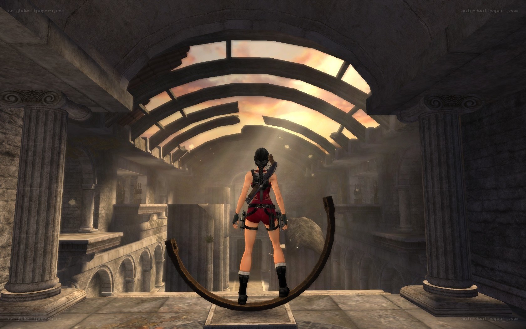 Lara Croft in ancient ruins