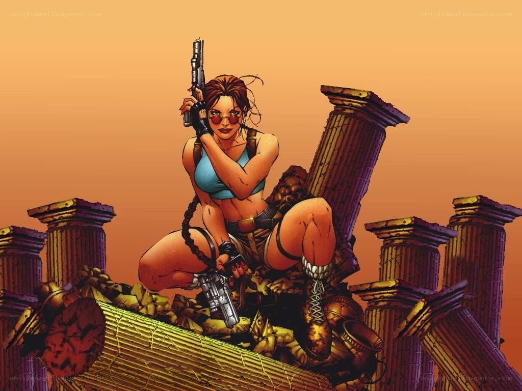 Lara Croft in ancient ruins