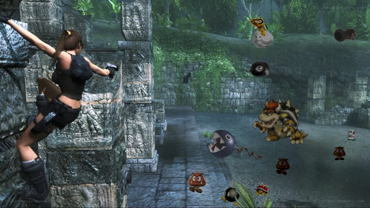 Lara Croft in ancient ruins