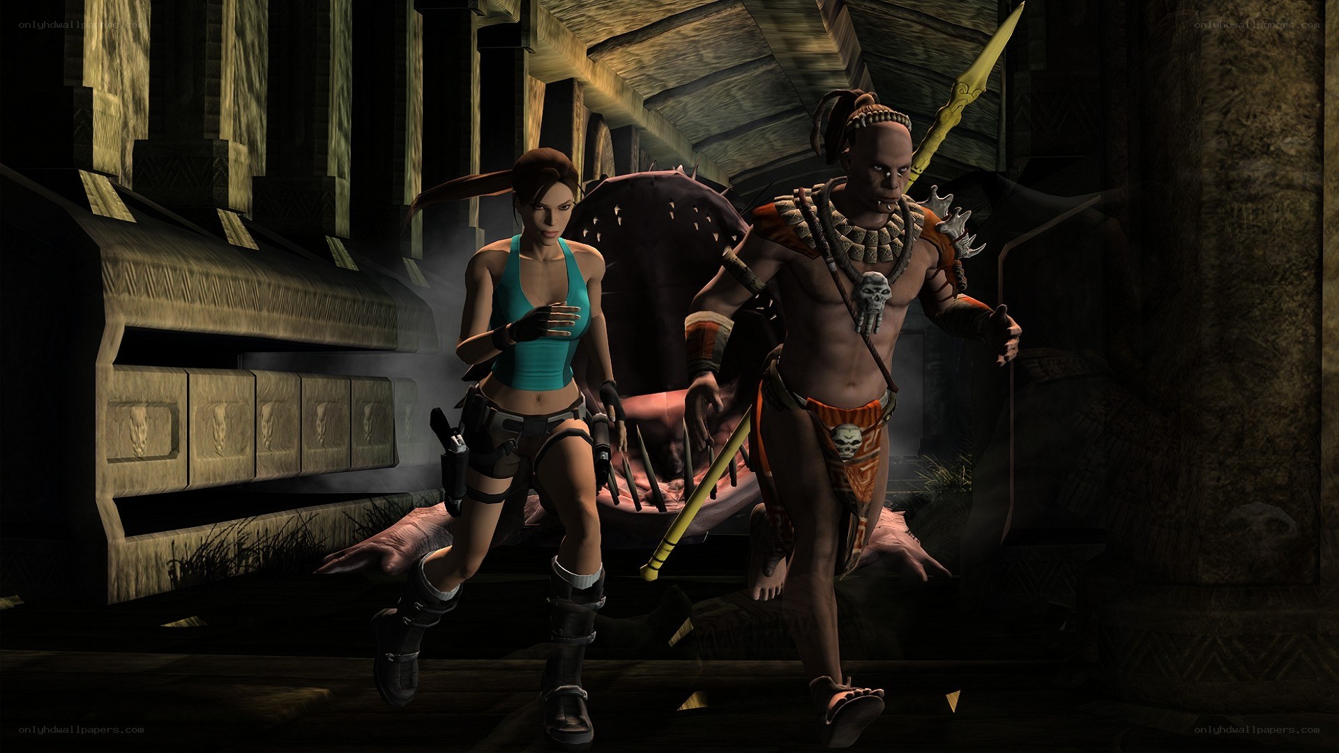 Lara Croft in ancient temple