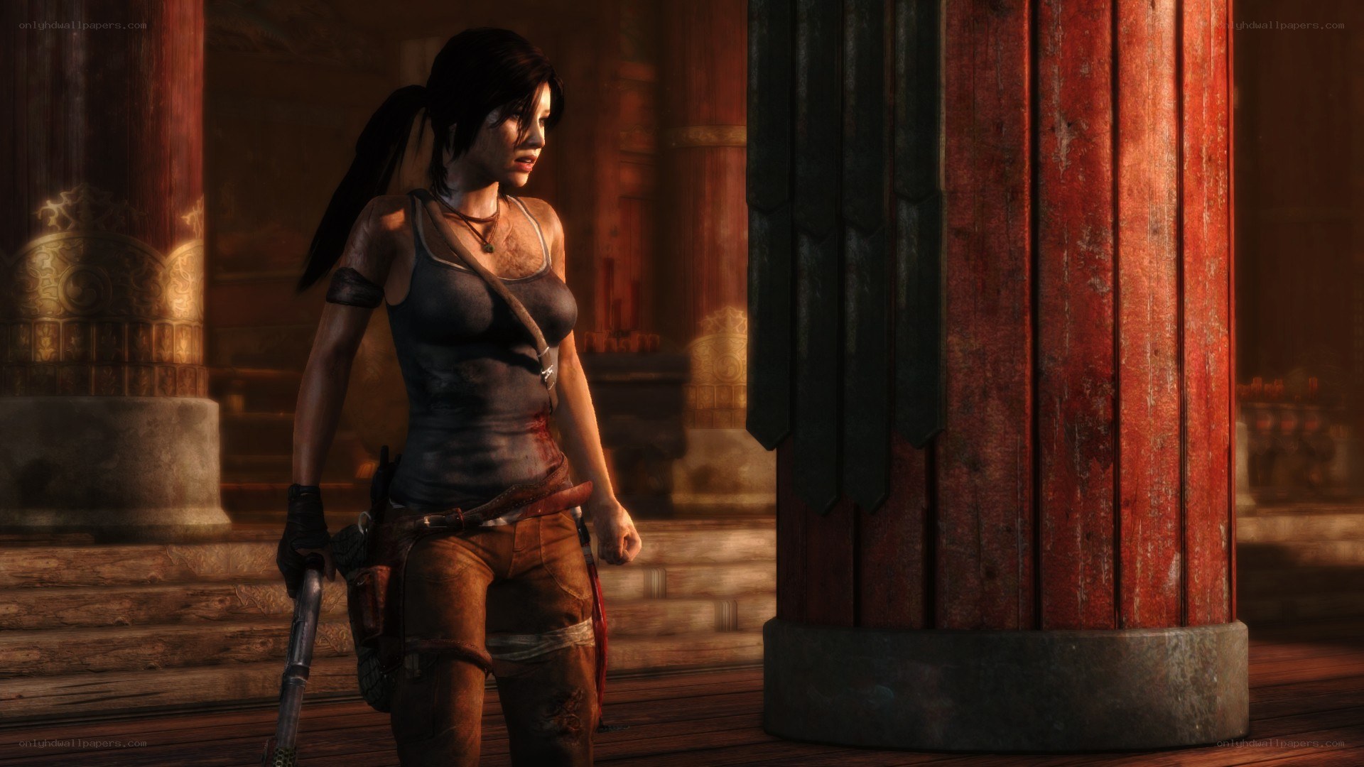 Lara Croft in ancient temple