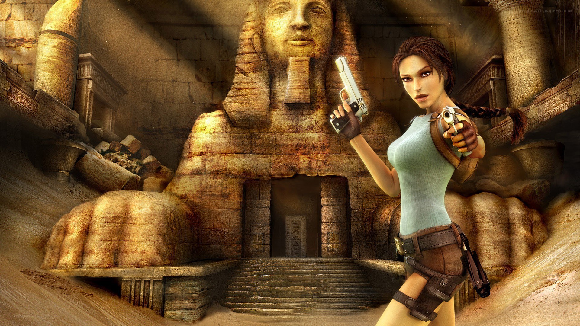 Lara Croft in ancient temple