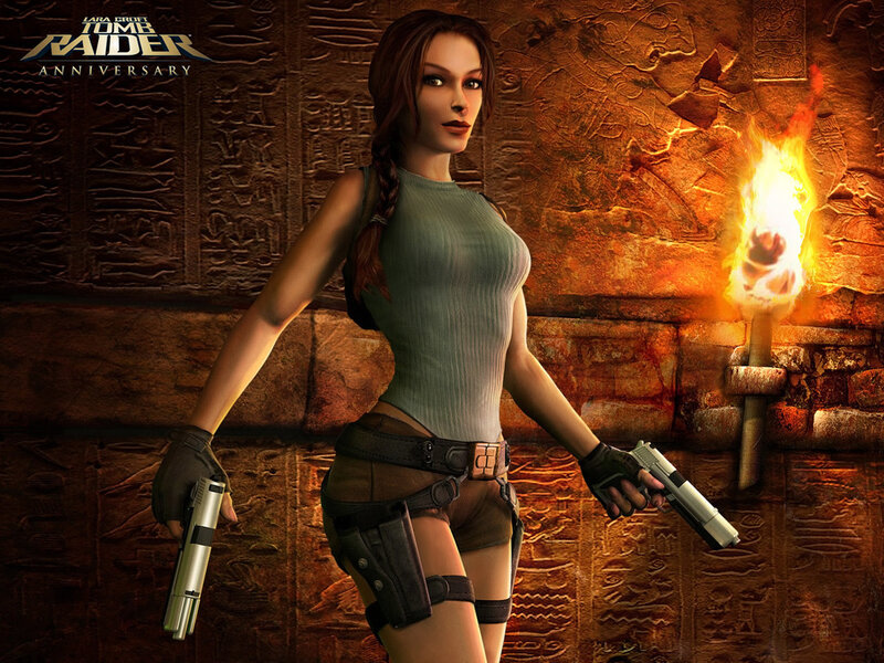 Lara Croft in ancient tomb