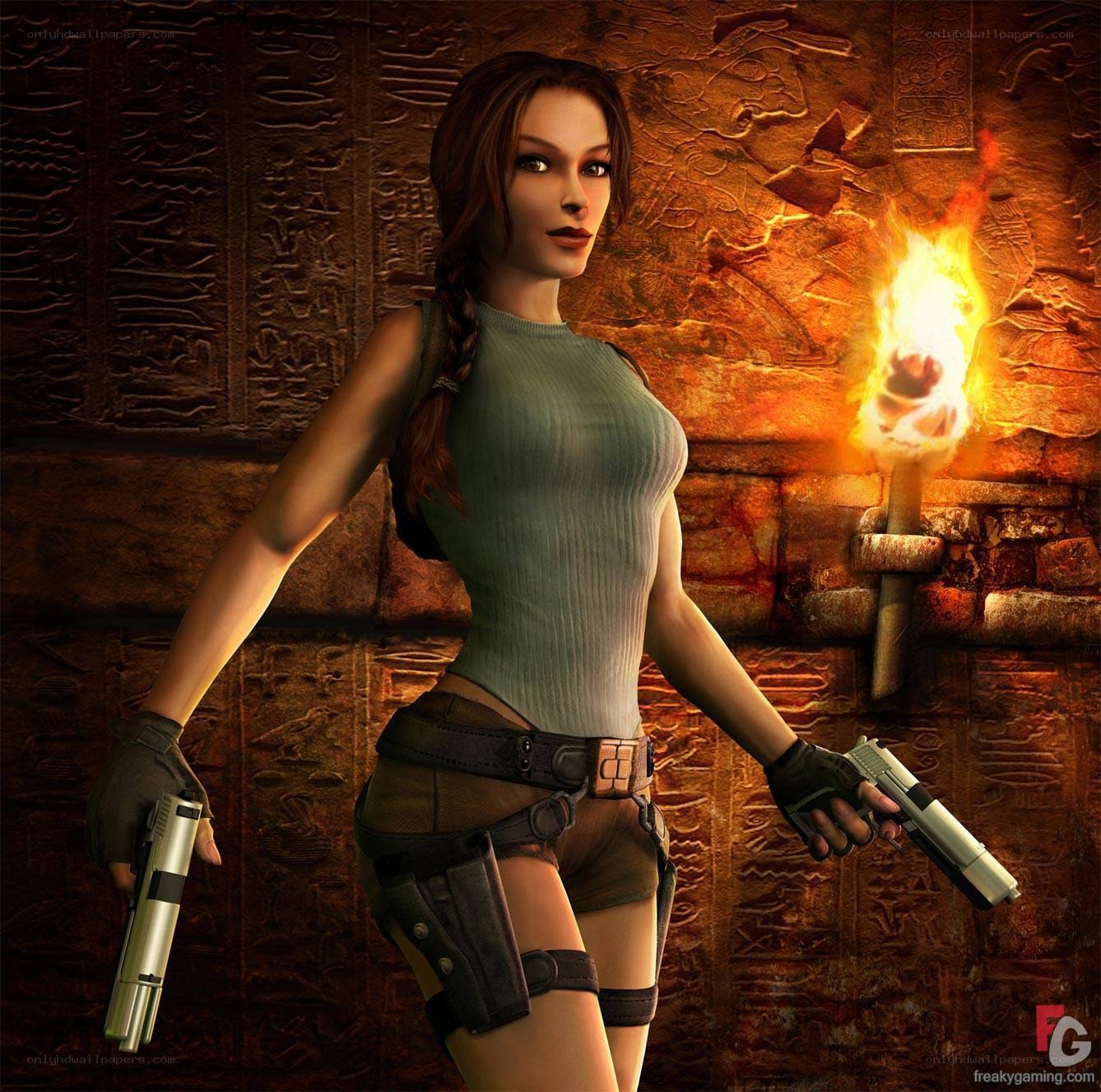Lara Croft in ancient tomb