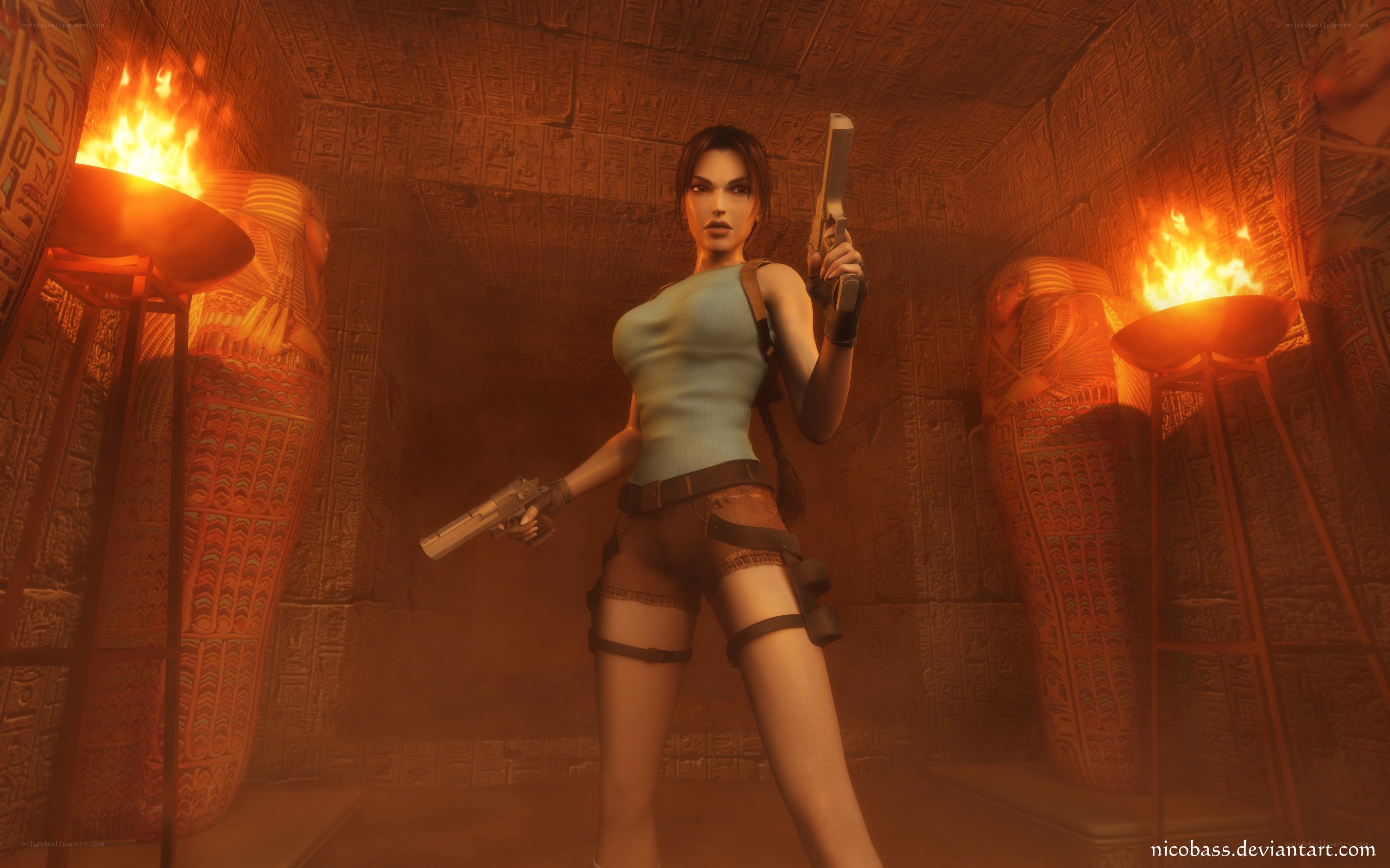 Lara Croft in ancient tomb