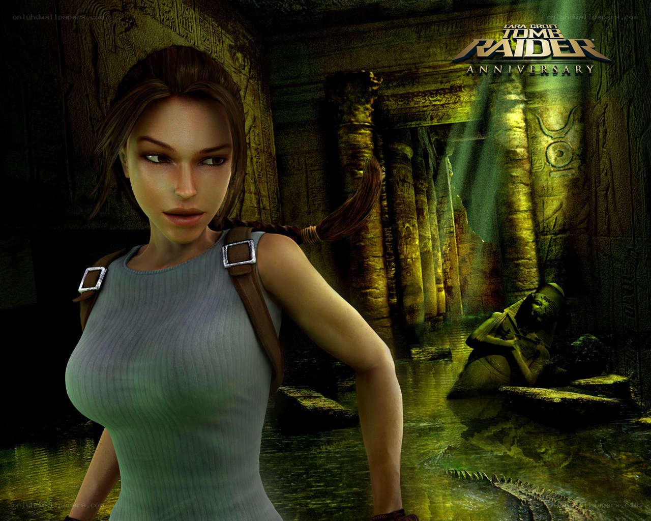 Lara Croft in ancient tomb