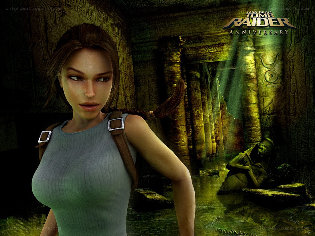 Lara Croft in ancient tomb