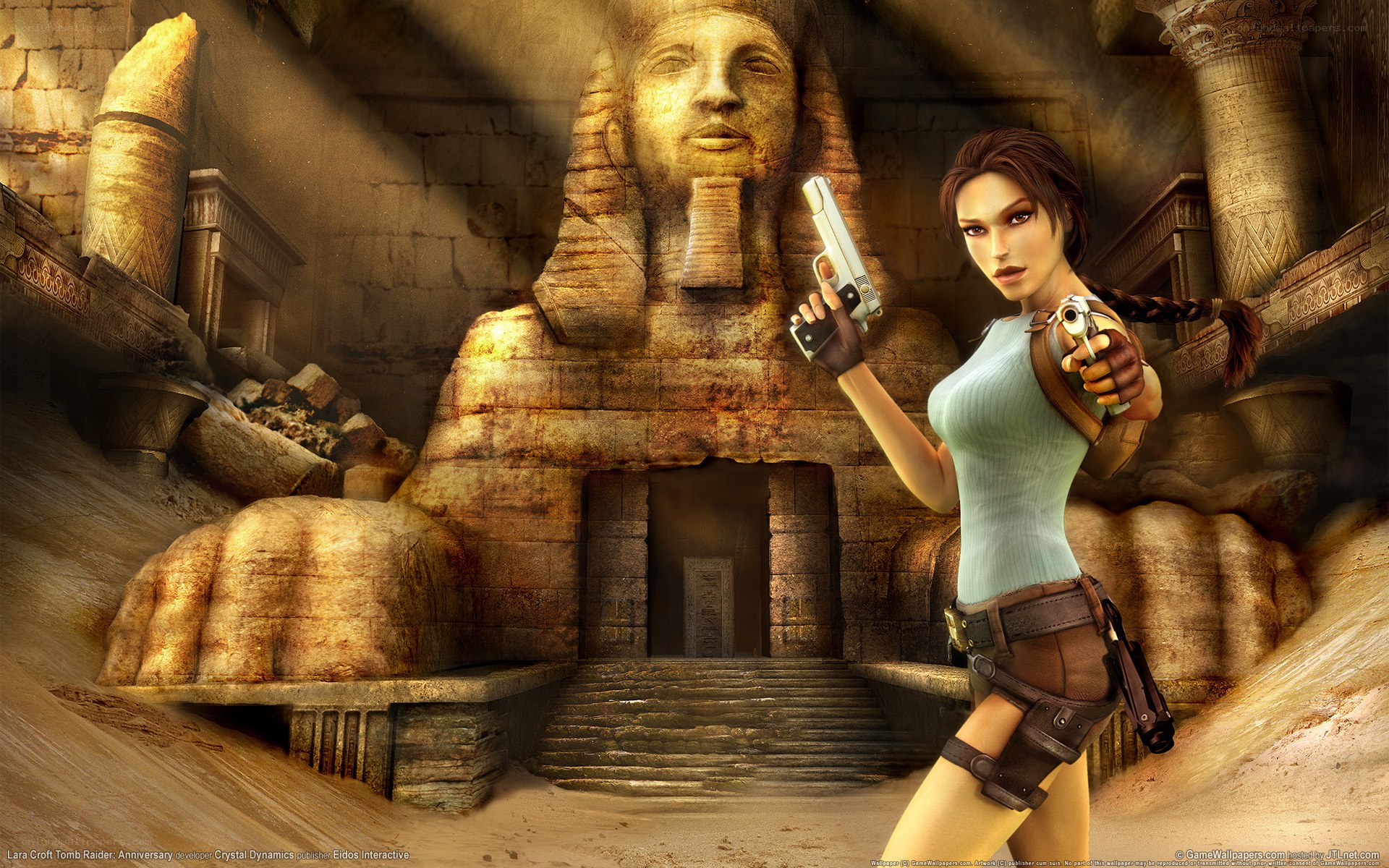 Lara Croft in ancient tomb