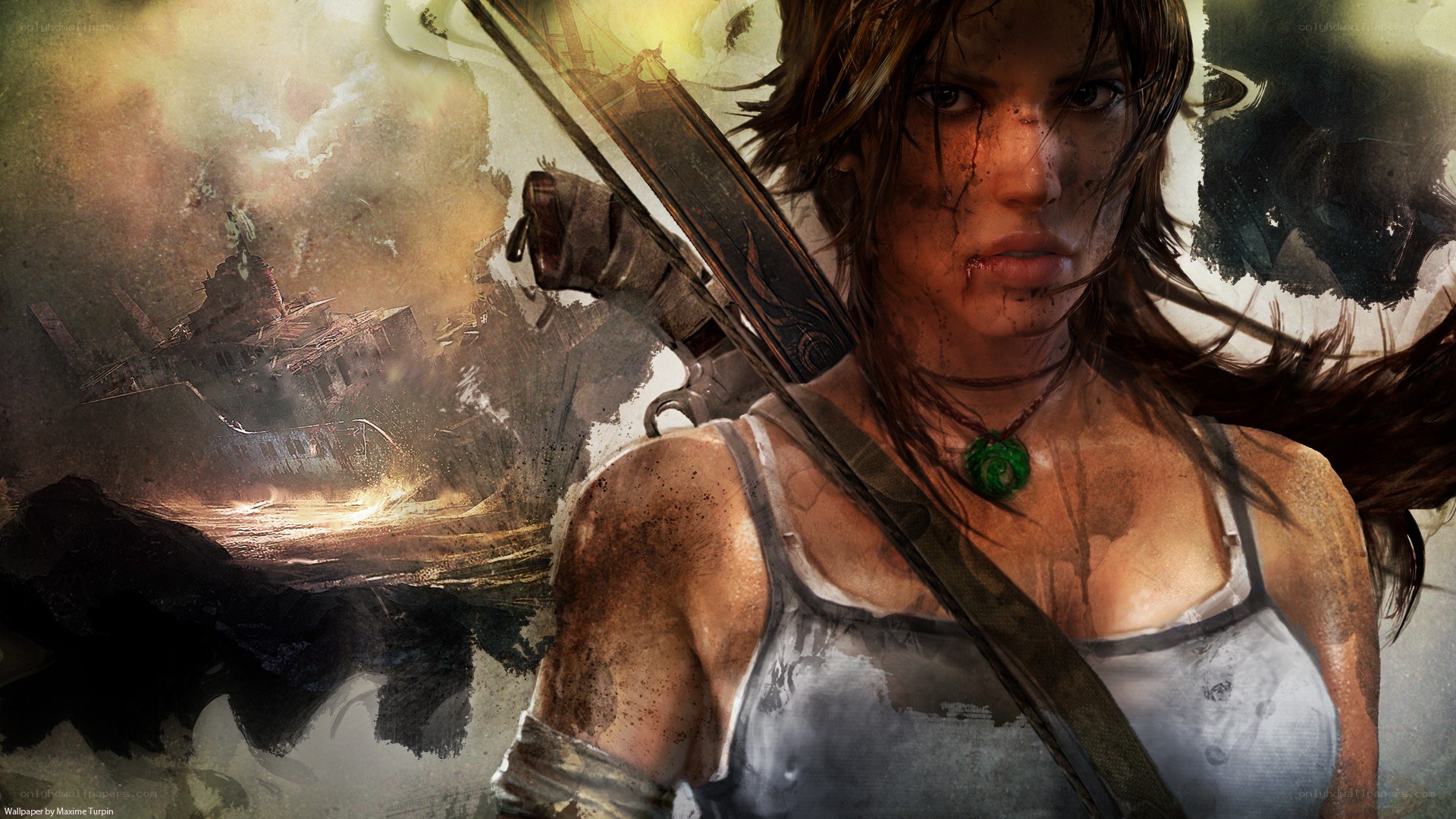 Lara Croft in battle