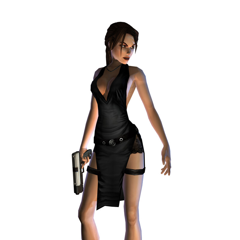 Lara Croft in black dress