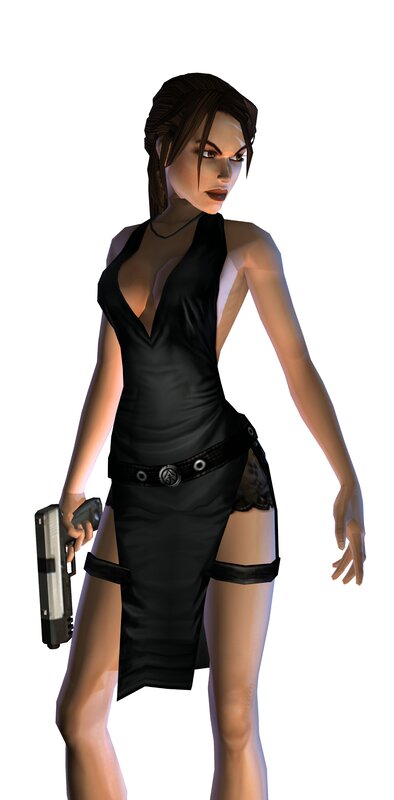 Lara Croft in black dress