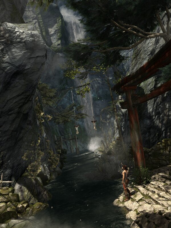 Lara Croft in Canyon — Gray
