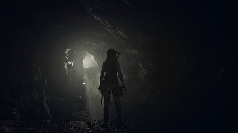 Lara Croft in Cave — Black, Dark, Mysterious, 3d Render
