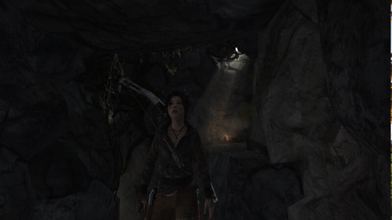 Lara Croft in Cave — Black, Dark, Tense