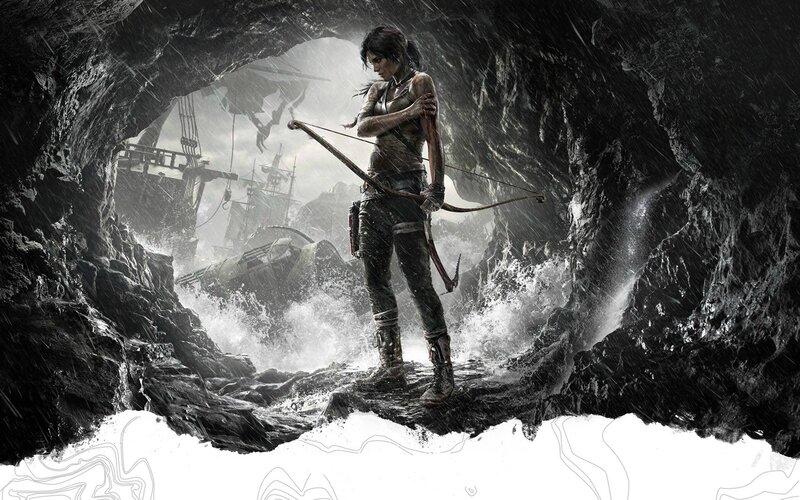 Lara Croft in Cave — Black, Dramatic
