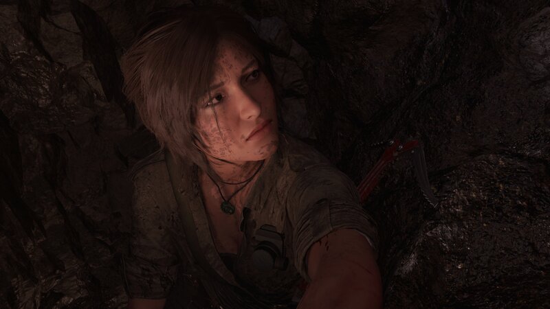 Lara Croft in Cave — Brown, Dark, Tense, 3d Render