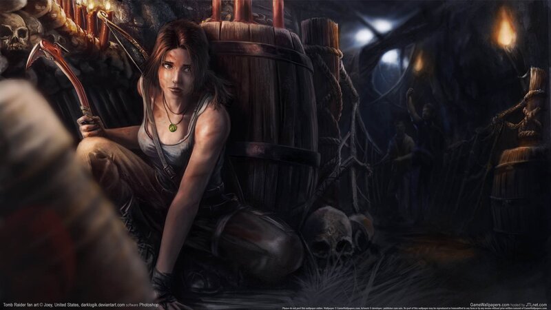 Lara Croft in Cave — Brown, Dramatic, Night