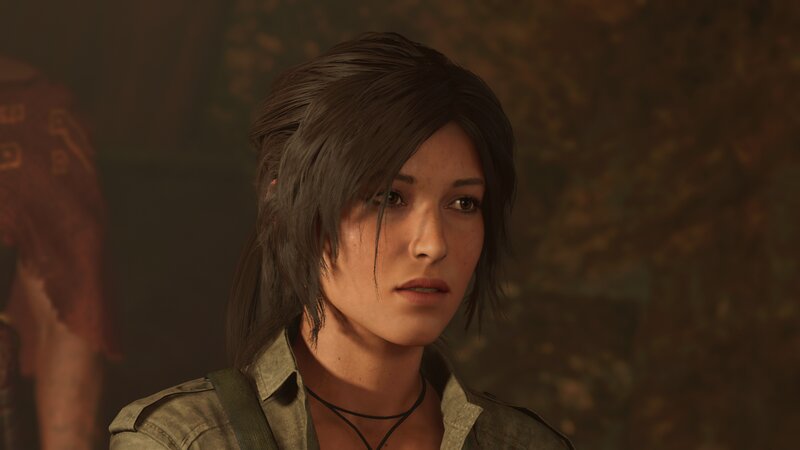 Lara Croft in Cave — Brown, Serious