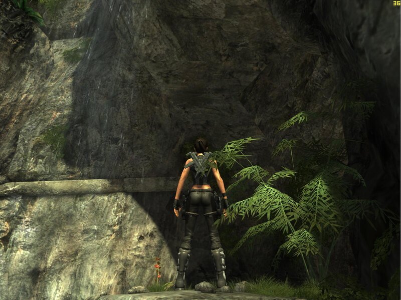 Lara Croft in Cave — Green, Dramatic