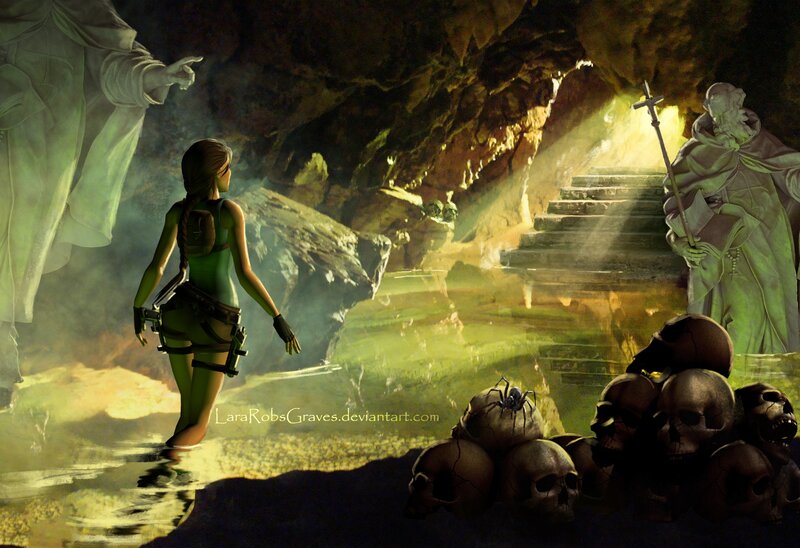 Lara Croft in Cave — Green