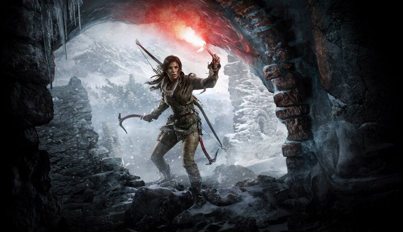 Lara Croft in Cave — Red, Dramatic