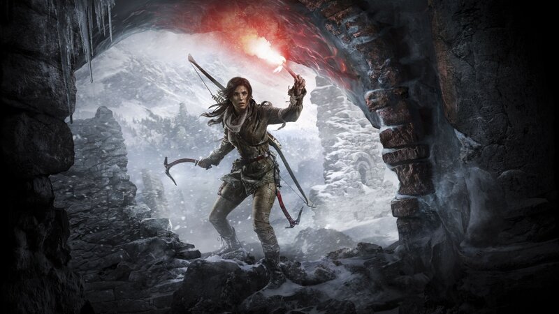 Lara Croft in Cave — Red, Dramatic, Winter