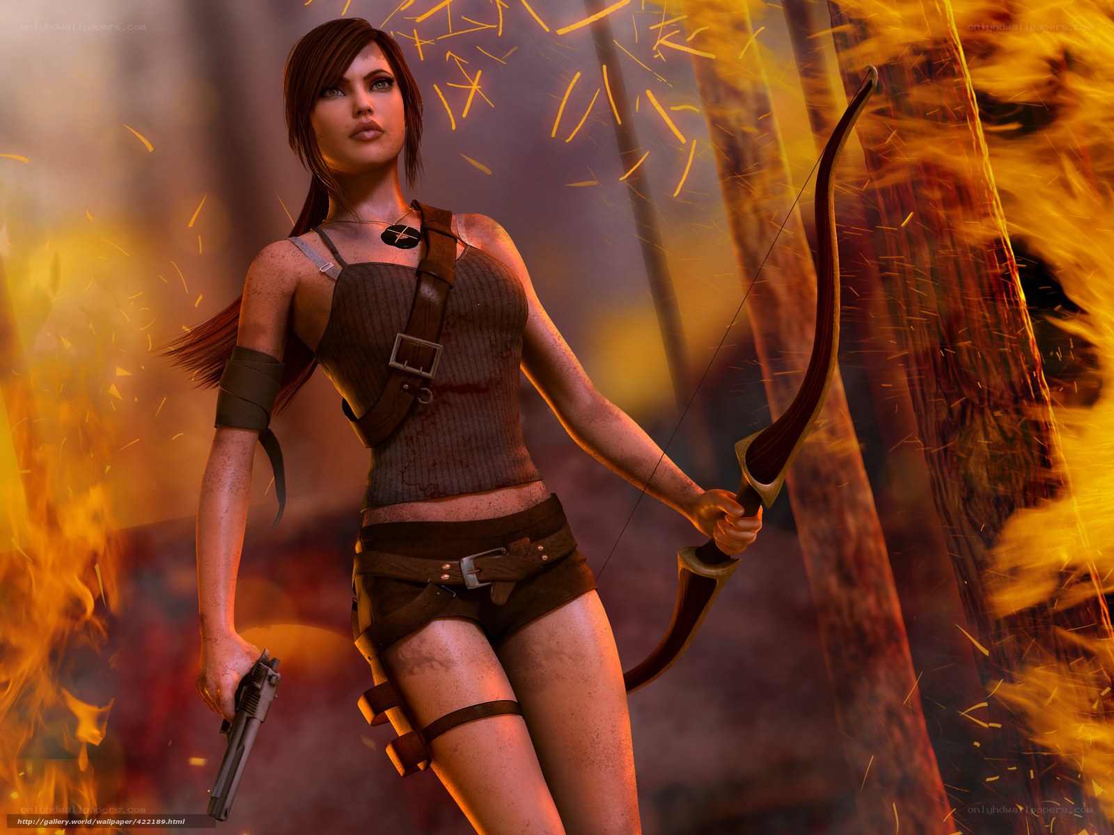 Lara Croft in fiery battle