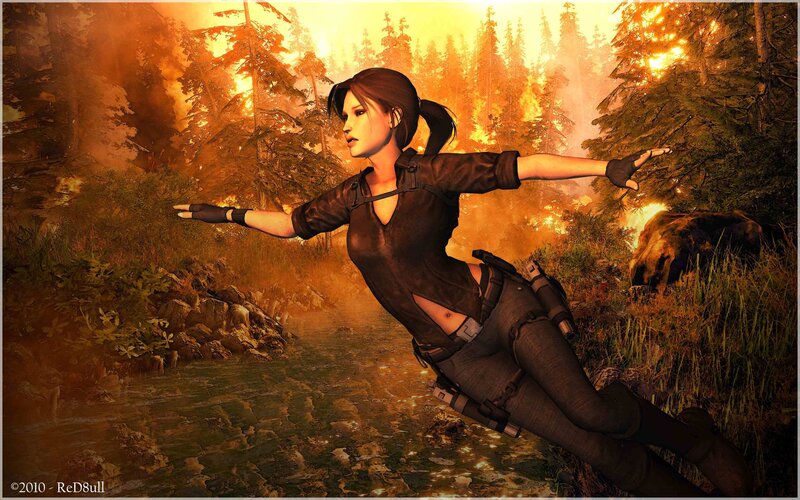 Lara Croft in Forest — Orange