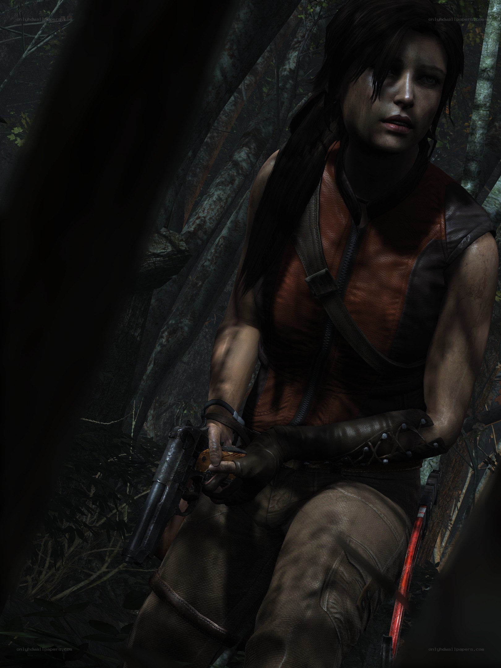 Lara Croft in forest